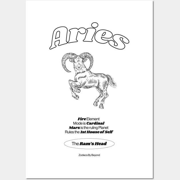 Aries Zodiac Design T-Shirt Wall Art by bybeyond